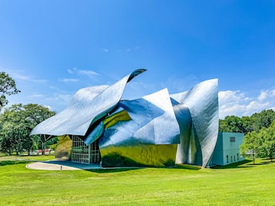 The Fisher Centre for the Performing Arts is dominated by a glimmering stainless steel roof. Getty Images
