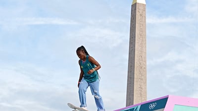 Boipelo Awuah of South Africa during skateboard training at La Concorde. Reuters