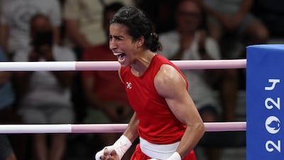 Widad Bertal of Morocco celebrates after winning against Jutamas Jitpong of Thailand. EPA