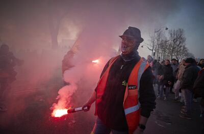 Protesters take to the streets of Paris. Getty
