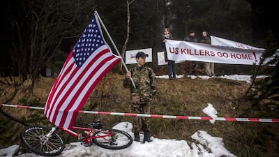 Protests and support for US troops in the Czech Republic earlier this year during Nato exercises. Matej Divizna / Getty Images