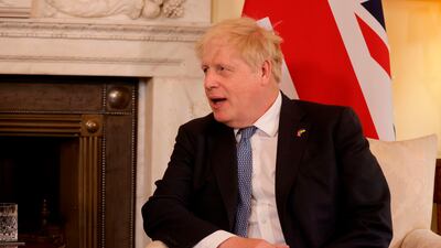 British Prime Minister Boris Johnson during a bilateral meeting with Estonia's prime minister Kaja Kallas, in London, Britain, 06 June 2022. EPA / JASON ALDEN / POOL