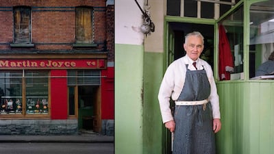 Patrick Gallagher of Martin and Joyce butchers in 1992 on Dublin's Benburb Street.