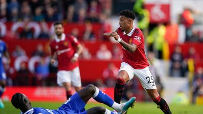 Jadon Sancho - 7. Played on the left and set up McTominay for the opening goal with a pass which cut through the Everton defence. One of five key passes. AP