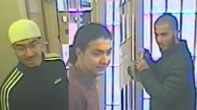 CCTV footage showing Hashem Abedi, Muhammed Saeed and Ahmed Hassan, who have been found guilty of assault causing actual bodily harm to prison officer Paul Edwards. PA
