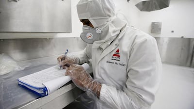 Above, inside Hikma's laboratory in Amman, Jordan. Salah Malkawi for The National