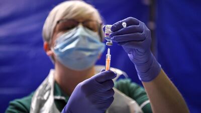 Staff prepare to give the AstraZeneca vaccine to patients in Bournemouth. Getty Images