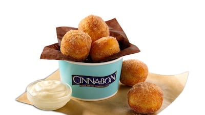 Bite-size CinnaSweeties are small doughnut balls tossed in sugar and Makara cinnamon and are now available at Cinnabon. Courtesy Cinnabon