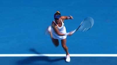 Agnieszka Radwanska of Poland plays a forehand in her first round match against Yulia Putintseva of Kazakhstan. Cameron Spencer / Getty Images
