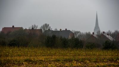The spire of Salisbury Cathedral in the distance whilst investigations continue into the nerve agent attack on Sergei and Yulia Skripal. Photo Chris J Ratcliffe / Getty Images