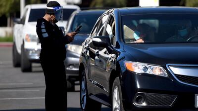 A Covid-19 testing site at Long Beach Airport, available exclusively for Hawaiian Airlines' guests travelling to the Hawaiian Island, in Long Beach, California. AP Photo