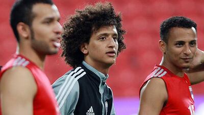 UAE's Omar Abdulrahman, centre, has received an invitation from the Brazilian Football Federation for a charity match between Brazil and a Rest of the World side. Satish Kumar / The National