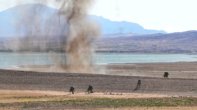 Ground forces take part in the Iranian show of strength near Azerbaijan. AP Photo