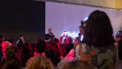 Mashrou Leila perform at Hay Festival at Atrium, Manaarat Saadiyat.