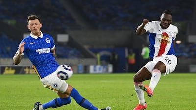 Crystal Palace's Belgian striker Christian Benteke shoots at goal. AFP