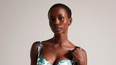 Floral bikini top, Dh275; and bottoms, Dh250, Ted Baker. Photo: Ted Baker