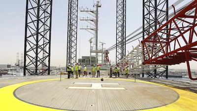 The helipad of Seajacks Hydra. This will be UK-based Seajacks’ fourth self-propelled vessel after Seajacks Leviathan, Seajacks Kraken and Seajacks Zaratan. Jeffrey E Biteng / The National