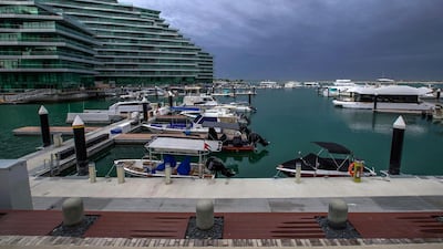 The incoming storm at the Al Bandar Marina, Abu Dhabi. Victor Besa / The National
