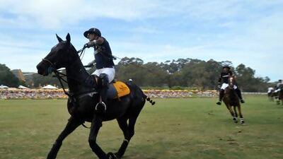 Nacho Figueras and members of his Black Watch team, which is sponsored by Ralph Lauren, play against rivals in Nespresso in California. John Sciulli / Getty Images for Veuve Clicquot / AFP