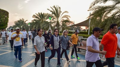 Sheikh Abdullah bin Zayed, Minister for Foreign Affairs and International Cooperation, led the ministry staff on a walking session on Wednesday at the Abu Dhabi corniche.