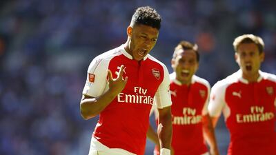 Arsenal's Alex Oxlade-Chamberlain celebrates a goal in the Community Shield match in August. Darren Staples / Reuters / August 2, 2015