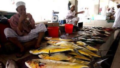 Traders at the fish market in Muscat.