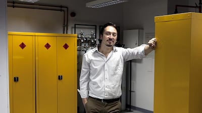 Dr Pance Naumov, a professor of chemistry at New York University Abu Dhabi, researches materials that glow and can move on their own. His work has applications in pharmaceuticals, medicine and microfluids. Silvia Razgova / The National