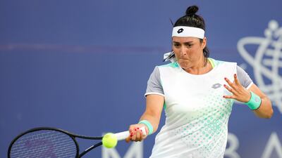 Ons Jabeur returns a shot against Madison Keys during their Mubadala Silicon Valley Classic second round match at Spartan Tennis Complex on August 3, 2022 in San Jose, California. Getty