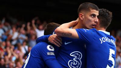 Kai Havertz celebrates after scoring the winner. Getty