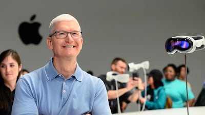 Apple chief executive Tim Cook at Apple’s Worldwide Developers Conference at the Apple Park campus in Cupertino, California. AFP