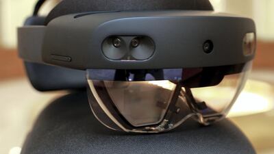 Surgeons are trying out new holographic surgery technology. -- The HoloLens 2 mixed reality headset creates a 3D rendering of the patient during surgery. Victor Besa/The National.