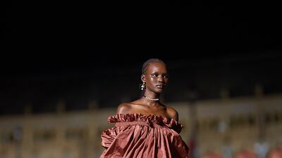 For the new collection, Dior offered this taffeta gown in peony. Getty Images