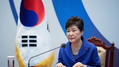 South Korean president Park Geun-Hye attends an emergency cabinet meeting at the presidential office on December 9, 2016 in Seoul. South Korean Presidential Blue House via Getty Images