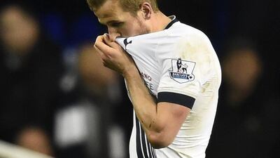 Tottenham's Harry Kane looks dejected after a draw with West Brom. Reuters / Dylan Martinez