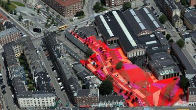 Superkilen: A kilometre-long park located just north of Copenhagen city centre, Superkilen recognises and celebrates Denmark’s increasing ethnic diversity by including design elements from 60 different nationalities including a Thai boxing ring, Lebanese cedar trees, Armenian picnic benches and Spanish ping-pong tables. Designed by the arts group Superflex with the collaboration of Denmark’s Bjarke Ingels Group and Topotek1, a German firm of landscape architects, the park was officially opened in June 2012. Courtesy Aga Khan Award for Architecture