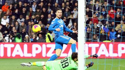Ronaldo beats Spal goakeeper Etrit Berisha to score, but this effort was disallowed by referee after checking VAR. AP