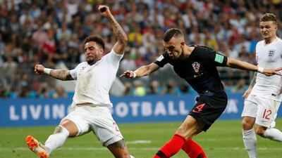 Croatia's Ivan Perisic shoots against the post in the second half. AP Photo