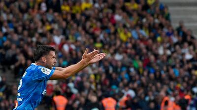 Marseille's Dutch midfielder Kevin Strootman sums up the feelings at the club with this gesture. AFP