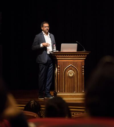 Salah M Hassan at the Africa Hall in Sharjah. Courtesy Sharjah Art Foundation