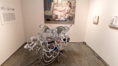 Work by artists Ramin Haerizadeh, Rokni Haerizadeh and Hesam Rahmanian at the We Are Open For Installation. Chris Whiteoak / The National