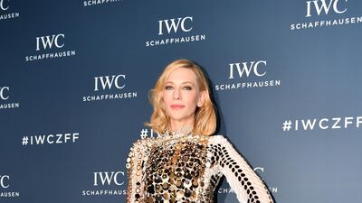 Cate Blanchett in Jean Paul Gaultier at the IWC Private Dinner in Zurich on October 5, 2019. Getty Images