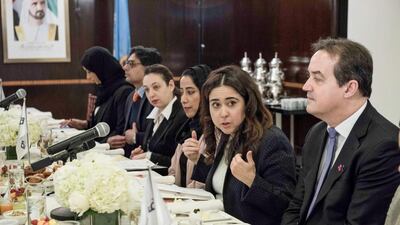 Lana Nusseibeh, Permanent Representative of the United Arab Emirates to the United Nations, speaks at the United Nations’ sixty-first session of the ‘Commission on the Status of Women’ in New York. Courtesy Dubai Media Office