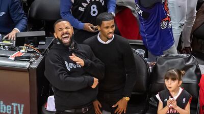Drake celebrates the Toronto Raptors's success. EPA