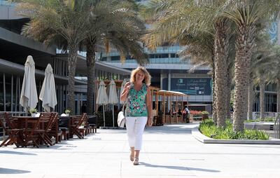 Linda Cantwell, a resident of Al Muneera, at the Raha Beach area in Abu Dhabi. Pawan Singh / The National