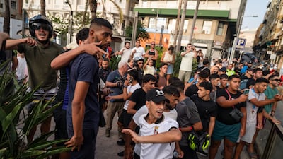 Locals rally against a far-right protest, organised by Nucleo Nacional and other far-right collectives, in Ceuta. Getty Images