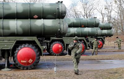 Russian servicemen beside the S-400 missile system near Kaliningrad, Russia, March 2019. Reuters