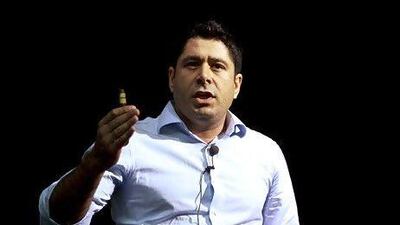 Agricel Co-Founder Kunal Wadhwani speaks during TEDx at Adnec. Christopher Pike / The National