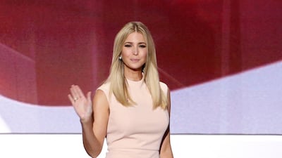 Ivanka Trump, wearing a pale nude shift dress from her eponymous label, speaks at the 2016 Republican National Convention in Cleveland, Ohio on July 21, 2016. EPA