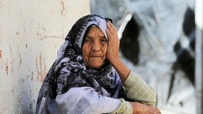 An elderly Palestinian woman in Deir Al Balah in the central Gaza Strip amid the ongoing conflict in the Palestinian territory between Israel and Hamas. AFP