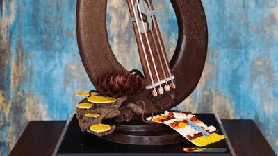 ‘Melody of Time’ by Abel Vieilleville, cluster pastry chef at Address Sky View. A chocolate creation that shows how music plays an important role in Middle Eastern culture. Courtesy Chef Middle East